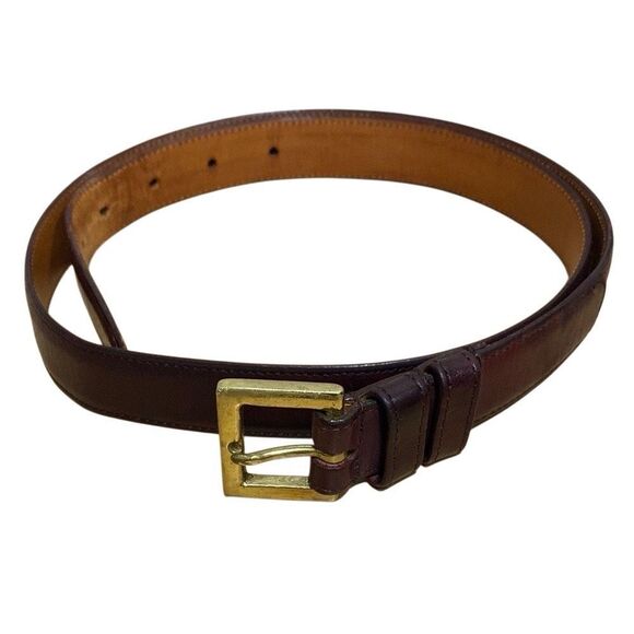 VTG Coach USA Belt Size 34 – Water Buffalo Leather & Brass Burgundy Made in NYC - Picture 1 of 14